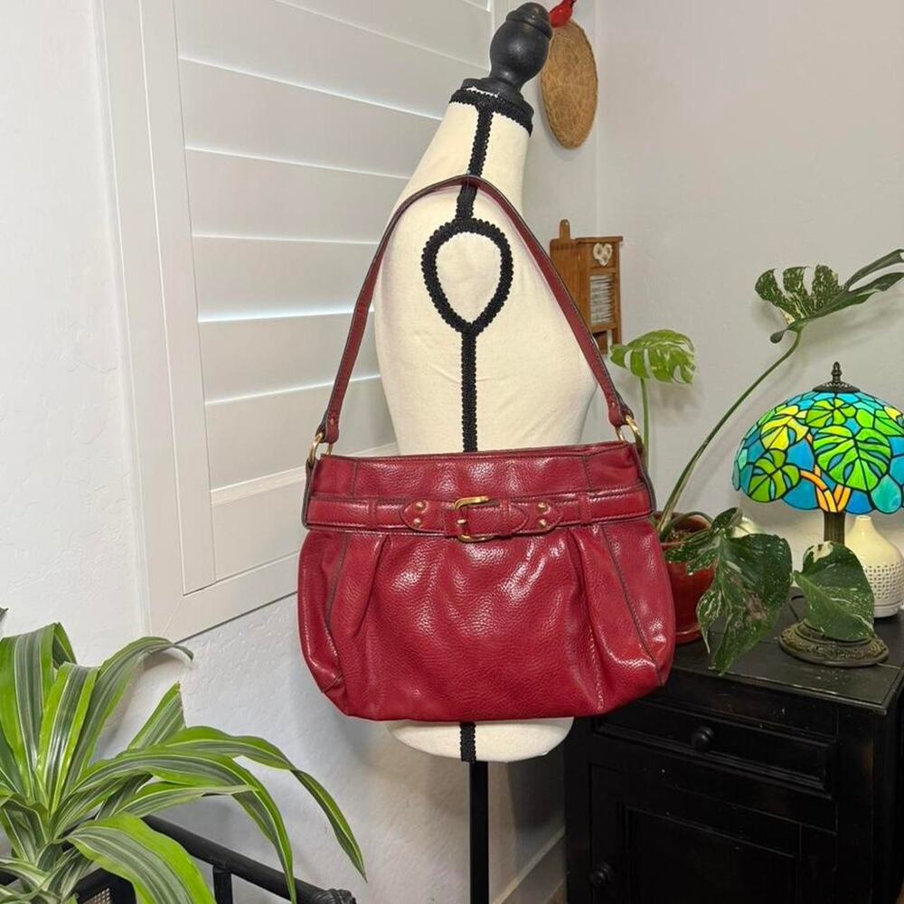 Vintage Vtg y2k cherry red buckle slouchy hobo bag